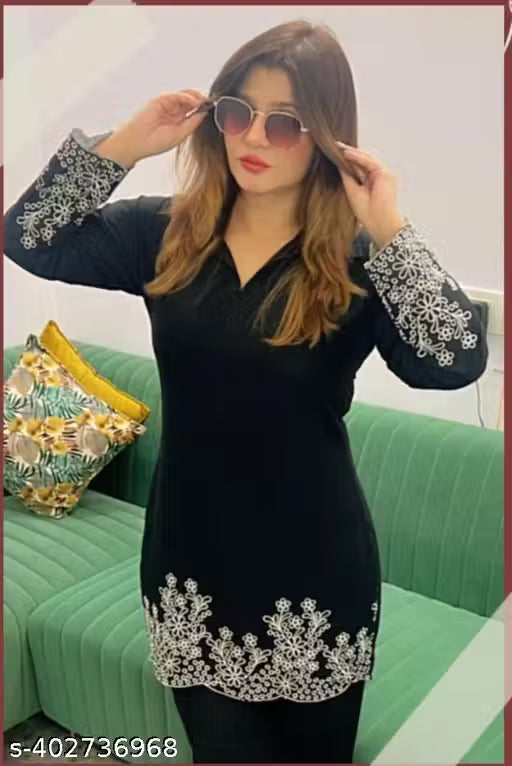 Rayon Embroidered Co-ord set women and girls top and bottom