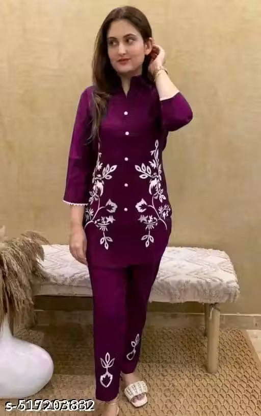 Women printed 3/4 sleeve co-rd set